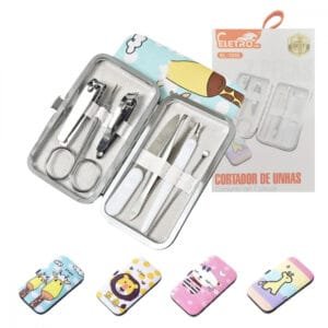 Kit Cortador de Unhas 07 em 1 Conjunto de Manicure Pedicure de Aço Inoxidável Eletromex EL-1551